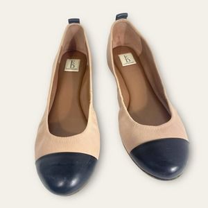 ED Ellen Degeneres Black Pink Leather Love Lilliane Captoe Ballet Flats US 6.5